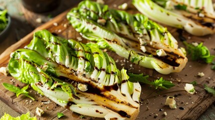 Light and flavorful grilled romaine lettuce topped with a tangy balsamic glaze.