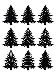 Obraz premium Decorated evergreen trees christmas trees holiday decorations