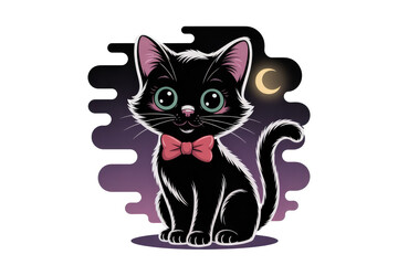 Obraz premium Black cat wearing a bowtie, spooky but cute