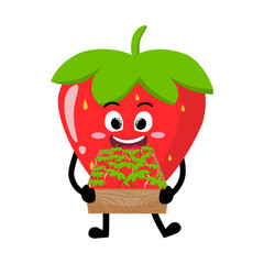 Cute Hand Drawn Strawberry Selling Fruit