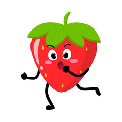Cute Hand Drawn Strawberry Running Jogging