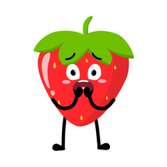 Cute Hand Drawn Scared Strawberry