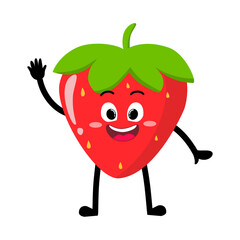 Cute Hand Drawn Strawberry Wave Hello