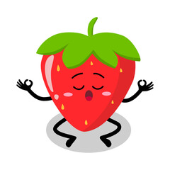 Cute Hand Drawn Relaxed Yoga Strawberry