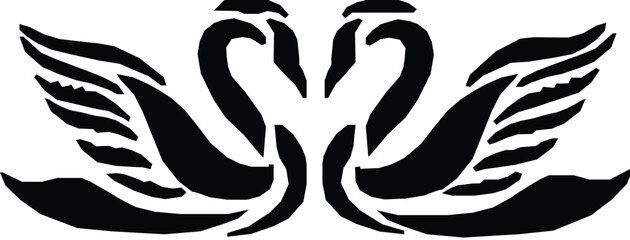 black swan vector illustratio. On white background. 2 pair of swan Vector illustration.  © Zuhaib