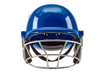 Fototapeta premium Blue cricket helmet with metal grille isolated on transparent background