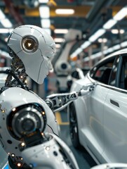 Fototapeta premium AI robot automobile manufacturing