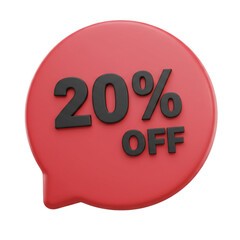 Red sale tag showing twenty percent off in black lettering
