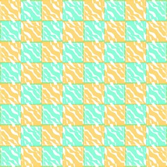 Abstract geometric pattern in turquoise and yellow colors  