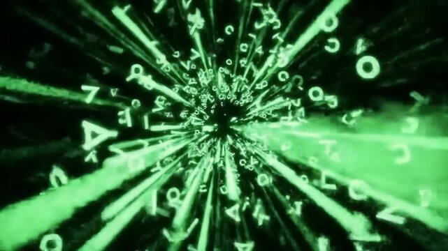 Futuristic Data Explosion - Alphanumeric Characters Flying