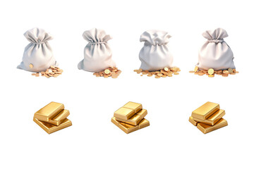 Colorful festive gift bags and boxes with golden ribbons and bows for holiday celebrations