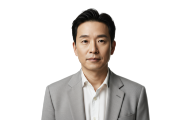 Adult individual, ambiguous, in muted business attire, leaning forward with empathetic gaze, actively listening in a transparent studio. Concept of corporate professionalism and trust