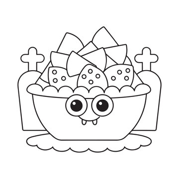 halloween bowl of chips with vampire face clip art preview