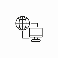 globe connected to a monitor icon sign vector