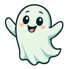 Cute ghost cartoon character vector illustration for Halloween decorations