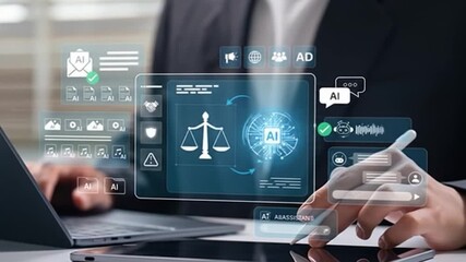 Person using a tablet with AI-powered legal applications - Powered by Adobe