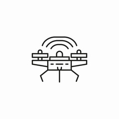 quadcopter with antenna and signal waves icon sign vector