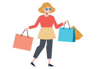 Woman with shopping bags enjoying a day out