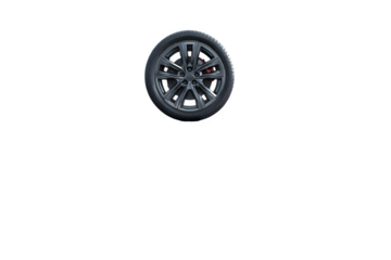 Dark alloy car wheel isolated on transparent background