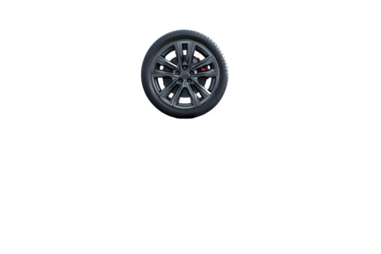 Dark alloy car wheel isolated on transparent background