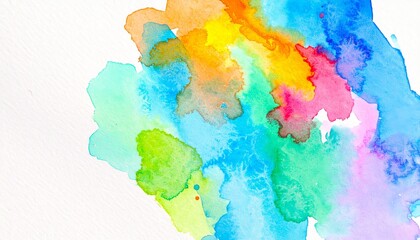 Naklejka premium Abstract Watercolor Rainbow Wash Colorful Splashes and Organic Texture, Watercolor Painting, Abstract Art Watercolor, Abstract