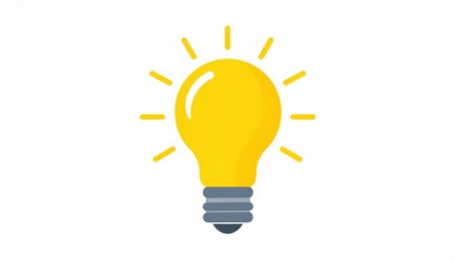 Bright Idea Yellow Lightbulb Illustration - Flat Design, Graphic, Innovation Concept, Idea, Inspiration Idea, Innovation
