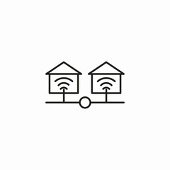 two connected smart homes icon sign vector
