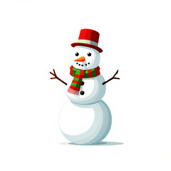 Cute Snowman Vector Character – Flat Christmas Illustration