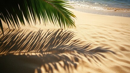 Palm Shadow on a Tropical Beach.