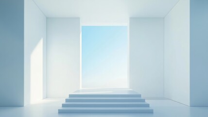 The white indoor space leads to the outdoor stair door.