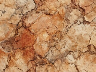 Fototapeta premium Earth Texture: A captivating aerial perspective showcases the cracked surface of the earth, revealing intricate patterns and textures.