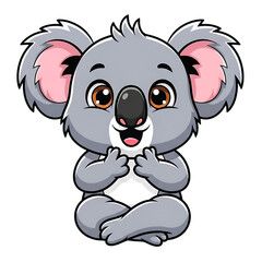 Obraz premium Adorable cartoon koala bear with big eyes sitting playfully cute animal art transparent background