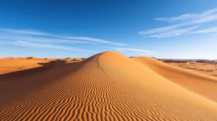 Desert dunes under a clear blue sky.