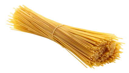 A bunch of pasta is sitting on a white background