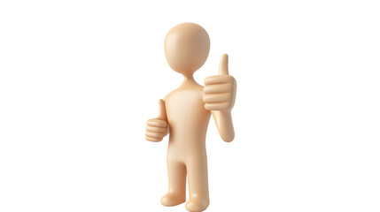 A man with a thumbs up gesture is standing on a white background