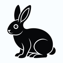 Fototapeta premium Simple rabbit silhouette line art icon for graphic design and branding