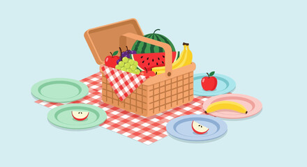 Delicious Picnic With Fresh Fruits on a Red And White Blanket