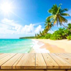 Wooden deck overlooking tropical beach (1)