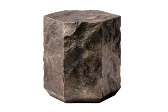 Hexagonal quartz crystal isolated on transparent background