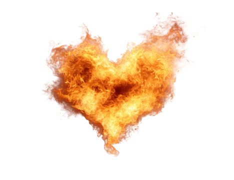 Heart-shaped explosion of fire