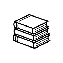 Black and White Line Drawing Depicting a Stack of Three Books Arranged on Top of One Another