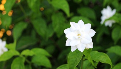 Obraz premium Single white flower in a garden setting