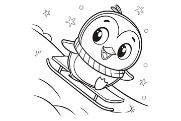 Obraz premium Cute cartoon cat artist painting on canvas illustration, black and white coloring page