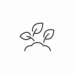 three leaves sprouting from ground icon sign vector
