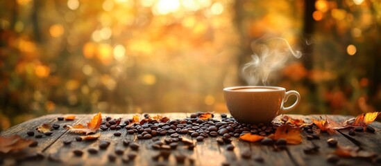 Autumn Coffee Break: A Warm Cup Amidst Fall Colors