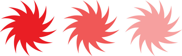 Red and Pink Abstract Starburst Shape Design on White Background