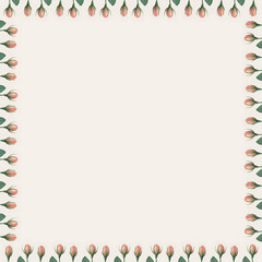 Watercolor Floral Frame Background Template, Elegant Rose Wedding Invitation Border, Delicate Botanical Illustration for Cards