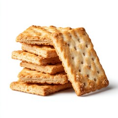 Fototapeta premium Stack of crispy, golden crackers, perfect snack
