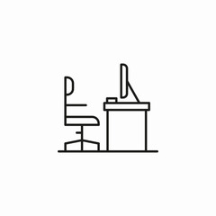 office workstation setup icon sign vector