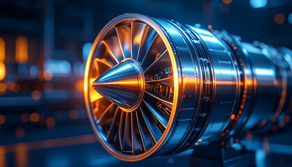 Powerhouse of Precision: A high-definition image showcases the intricate design of an industrial engine. The metallic core glows with energy, hinting at raw power and technological ingenuity.